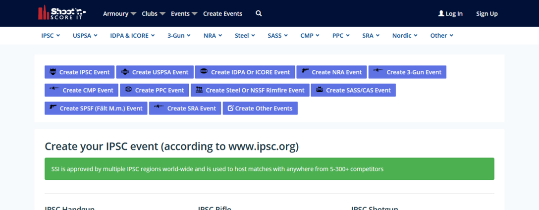 Shoot'n'Score It website on a desktop screen