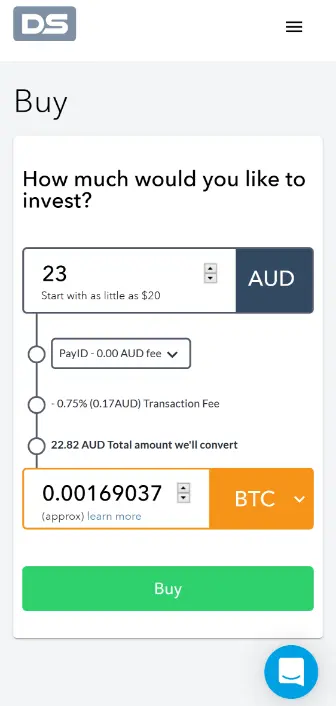 Screenshot of DigitalSurge example page with form for buying